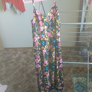 Black floral dress with slit